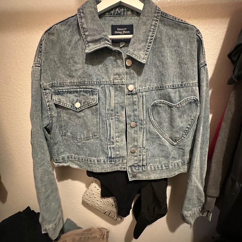 Ashley By 26 International Blue Denim Jacket with Heart Design